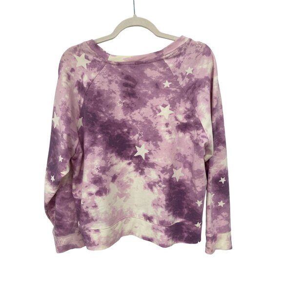Wildfox Tie Dye Stars Pullover Sweatshirt Women XL Purple Cotto Blend Loungewear - Picture 3 of 9